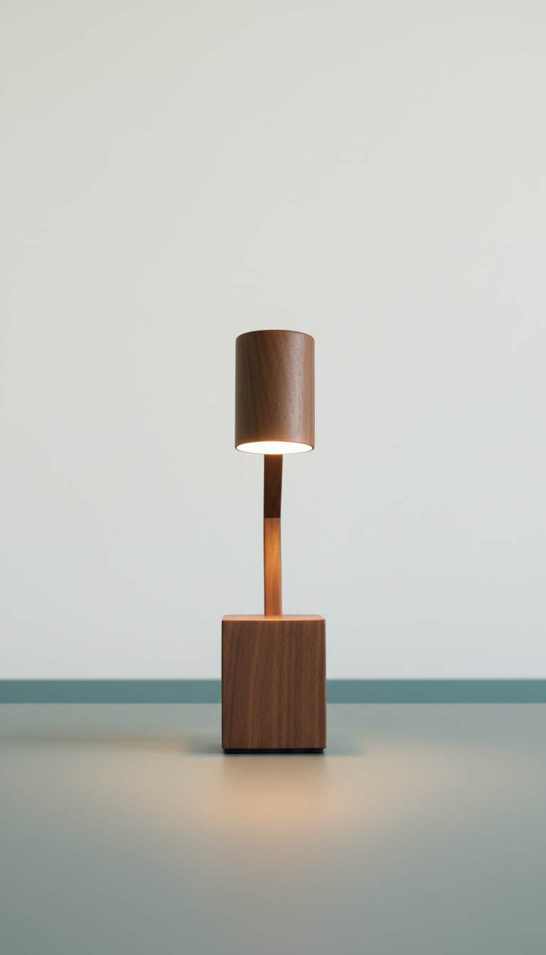 Minimalist walnut table lamp
